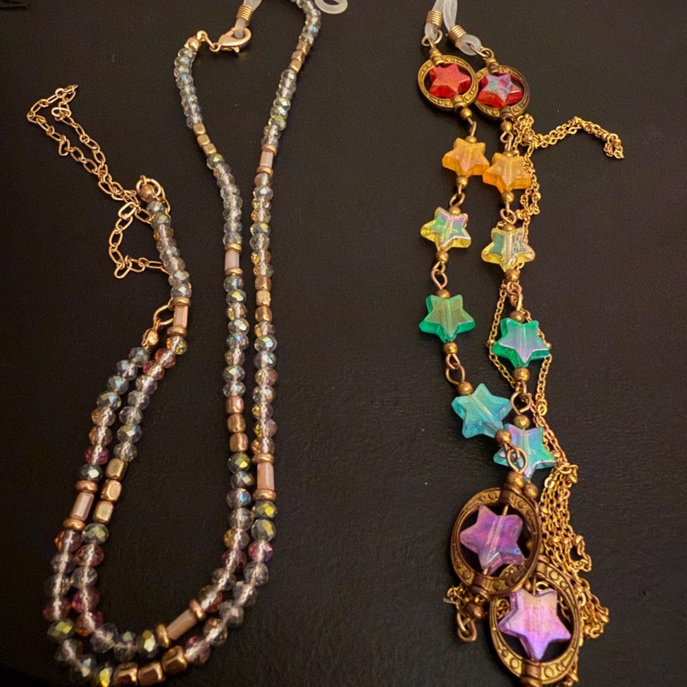 Handmade Gold-Tone Multicolor Star and Bronze Glasses Chains